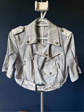 Archival Jean Paul Gaultier Cropped Denim Biker Jacket - IT 42 / US 6
